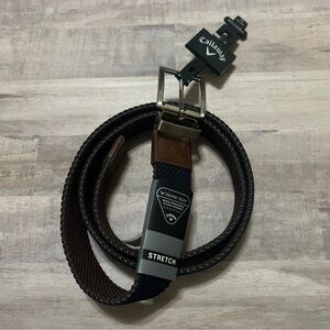 NWT Men's Callaway Swing Tech Reversible Stretch Belt Size XL(42-44) Navy/ Brown
